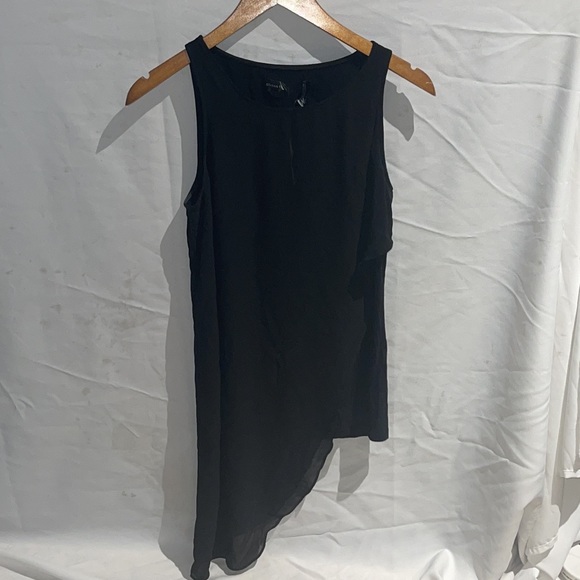 New Guess Marciano Jersey Tank Top Chiffon Overlay Black S - Picture 2 of 8